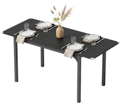 Produktbild von Ausziehbarer Tisch fš¹r 4šC6 Personen, ausziehbar von 120šC160 cm, mit Stahlbeinen, Schwarz