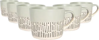 Produktbild von Nicola Spring Keramik-Kaffeetassen mit getauchtem Dash, 475 ml, Grau, 6 Stück