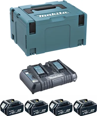 Imagen del producto de Power Set MAKITA (4 x 5,0 Ah + DC18RD + MAKPAC 3)