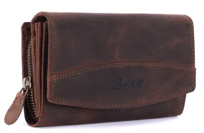 Produktbild von Benthill Damen Geldbörse Leder XXL - Großes Portemonnaie mit RFID Schutz - Echtleder Vintage Damenbörse inkl. Geschenkbox