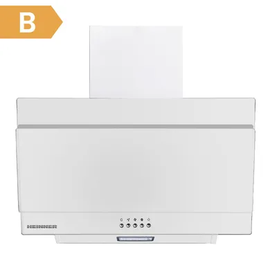 Produktbild von Heinner DCH-350RGWH Schräghaube 60 cm, 276,6 m³/h, 3 Stufen, 65 W Motor, 1×2 W LED, Weißes Glas