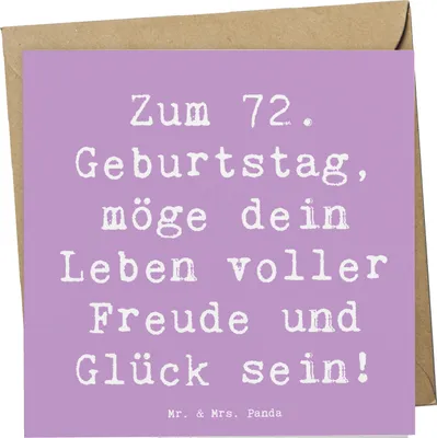 Produktbild von Mr. & Mrs. Panda Glückwunschkarte Spruch 72. Geburtstag Freude - Lavendeltraum - Geschenk, faltkarte, liebevolle Geschenke, Geburtstagsgeschenk, besondere, Happy Birthday