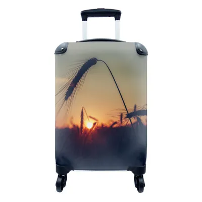 Produktbild von MuchoWow® Koffer Handgepäck Trolley Rollkoffer Kleine Reisekoffer mit 4 Rollen - Gras - Herbst - Sonnenuntergang - Jahreszeiten - Landschaft - Cabin Size < 55x40x23 cm & 55x40x20 cm - Fotokoffer - Kabinenkoffer - Boardgepäck - Reise-Box - Reisekoffer - Reisegepäck - Koffer mit Bild - Trolley für Kinder