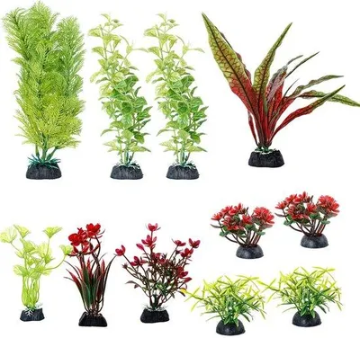 Produktbild von Ibenzoa® 11‑teiliges Set künstliche Aquariumpflanzen und Dekoration – langlebig, ungiftig, pflegeleicht für Aquarium und Terrarium