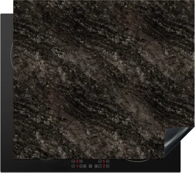 Produktbild von KitchenYeah© Herdabdeckplatte Granit - Marmor - Muster - Schwarz , 59x51cm, Küche Deko, Glaskeramikkochfeld Herdabdeckung, Abdeckplatte fùr Kochfeld