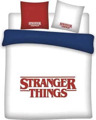 Produktbild von Stranger Things Bettbezug  Weiß/Blau/Rot - Baumwolle