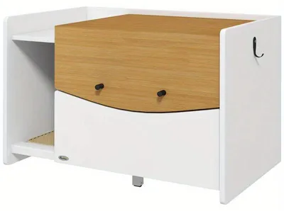 Imagen del producto de Mueble todo en uno para arenero, con cama para gatos y puerta abatible, en color blanco con aspecto de madera de roble, de 78x50x51 cm