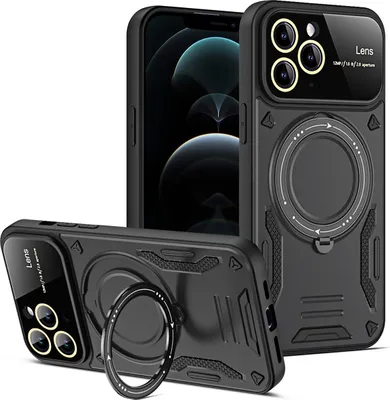 Produktbild von Rüstung Handyhülle für iPhone 11 Pro Dual-Layer Magnetisches Ringhalter Ständer Hülle Schwarz