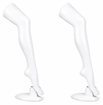 Produktbild von 2er Set Strumpfbein für die Präsentation von Strümpfen und Socken, Strumpfständer - Farbe Weiß, Dekobein - Weiblich 74cm Dekofuß mit Ständer, Schaufensterpuppebein mit lebensechten Form, Sockenbein