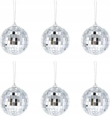 Obrázek produktu pro Dekorační přívěsek baňky DISCO BALLS zrcadlově stříbrný 7cm 6ks.