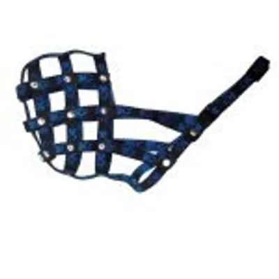 Image de Muselière en nylon Palkar pour chiens taille 2 22 cm x 7,5 cm noir-bleu