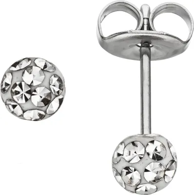 Produktbild von Ohrstecker Kugel Edelstahl mit Kristallsteinen Ohrringe Kugelohrstecker
