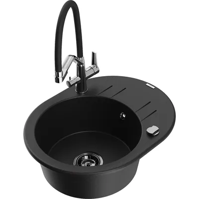 Obrázek produktu pro Mexen Kevin 1,5-miskový granitový dřez s kuchyňskou baterií Duo, Černá - 6517-77-671701-07-B