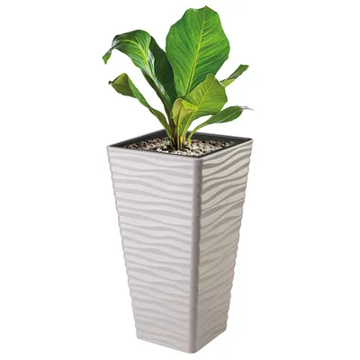 Produktbild von Quadratische Blumentopfabdeckung hellgrau 30 cm Kunststoff