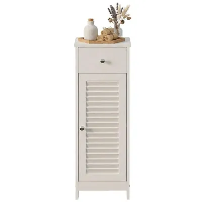 Immagine prodotto di Mobile da bagno bianco a colonna, alto, con 2 ripiani e un cassetto in stile loft, 87 cm