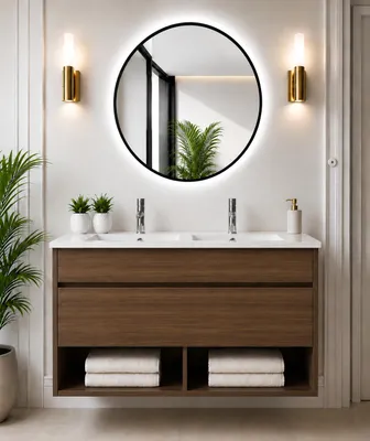 ORIGEN BATH NEBARI Hänge-Badmöbel mit Waschbecken 120x45 cm, Tea-Esche
