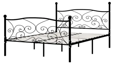 Produktbild von Metallbettgestell mit Lattenrost Doppelbett Schlafzimmerbett Bettrahmen Ehebett Schlafzimmermöbel Schwarz 140x200cm
