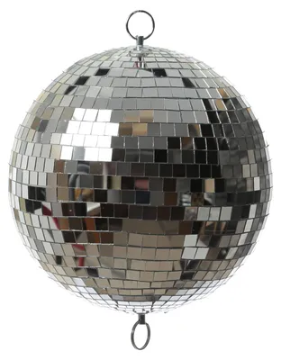 Produktbild von Spiegelkugel 30cm - silber - Discokugel Echtglas - 10x10mm Spiegel - PROMO - Metallöse oben + unten