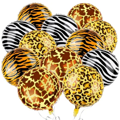 Zdjęcie produktu dla Jungleballons – 12 balonów foliowych z motywami zwierząt, idealnych na imprezy