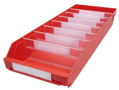 Produktbild von Regalkasten, PP, BxTxH 240x600x95 mm, Farbe rot, VE 15 Stück