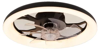 Obrázok produktu pre Stropný ventilátor, ovládanie pomocou diaľkového ovládača, energeticky úsporné osvetlenie, čierna farba