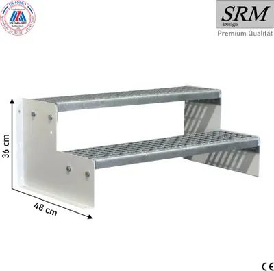 Obrázek produktu pro 2stupňové volně stojící schodiště model 2 volně stojící bílé schodiště ocelové schodiště výška stupně 18 cm, šířka 100 cm, výška 36 cm bez zábradlí