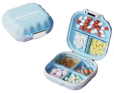 Imagen del producto de Organizador de pastillas, 7 compartimentos, diseño impermeable, color azul