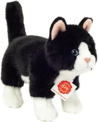 Produktbild von Plüsch Katze stehend schwarz/weiß