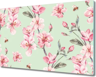 Produktbild von Glas-Herdabdeckplatte Glaskeramikkochfeld-Abdeckung Spritzschutz - 80x52 cm - Blumen orientalisch
