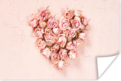 Produktbild von MuchoWow® Poster Herz - Blumen - Rosa 30x20 cm - Plakate - Print