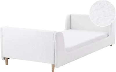 Obrázok produktu pre BELIANI Posteľ krémová biela buklé čalúnenie 90 x 200 cm s čelom moderný tradičný štýl detská izba