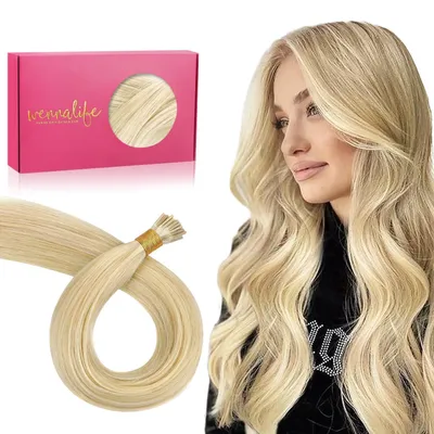 Productafbeelding van Haarextensions, echt haar, 50 gram, 45 cm, lichtblond met highlights in goudblond