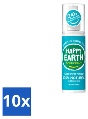 Produktbild von 10 x Happy Earth Deodorant Spray Zeder und Limette – 100 ml - Vorteilspackung - 10 Stücke