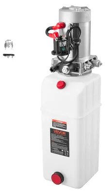 Obrázek produktu pro VEVOR 8 Qt hydraulický agregát, jednosměrné čerpadlo pro sklápěcí přívěsy, maximální otevírací tlak 22 MPa a průtok 3,4 l/min, 12 V DC hydraulické čerpadlo s kovovou nádrží pro sklápěcí přívěsy, bílá barva