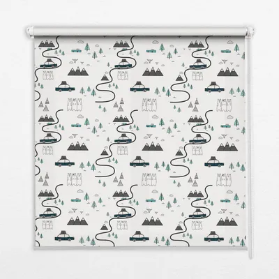 Produktbild von Seitenzug-Rollo Fensterrollo Jalousie - Lichtdurchlässig Springrollos - 110x180 cm - Muster der Straße der Wälder und Berge
