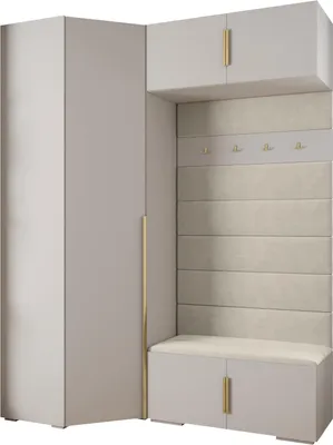 Produktbild von MEBLE KRYSPOL Inova 1 Möbelset Garderobe, 236,7x181,7x47cm - Weiß, Manila 02, Gold