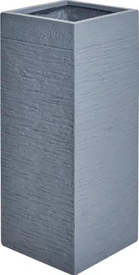Produktbild von BELIANI Blumentopf Dunkelgrau 26 x 26 x 60 cm Lehm-Faser-Mischung Glasfaser quadratische Form Garten Terrasse Balkonzubehör Modern