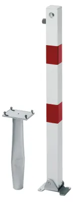 Zdjęcie produktu dla Alberts 787028 Słupek odgradzający Klappy-Bo, do zabetonowania, z możliwością przesuwania, biały, słupek 70 x 70 mm, wysokość nad ziemią 100 cm