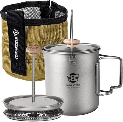 Image de Cafetière à piston de camping en titane, 750 ml, légère, portable, grande contenance
