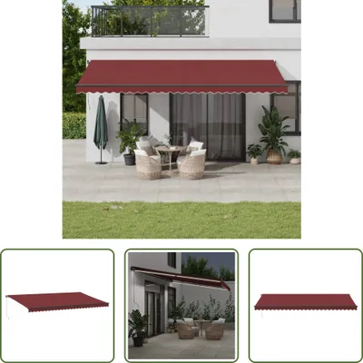 Produktbild von The Living Store Markise Manuell mit LEDs Weinrot 600x300 cm