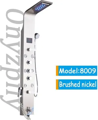 Obrázek produktu pro Sprchový panel, LED indikátor teploty, multifunkční design, kartáčovaný povrch 8009