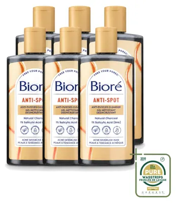 Produktbild von 6 x Bioré Houtskool Anti-Puistjes Reinigingsgel - 200 ml - Vorratspackung - 6 Stücke