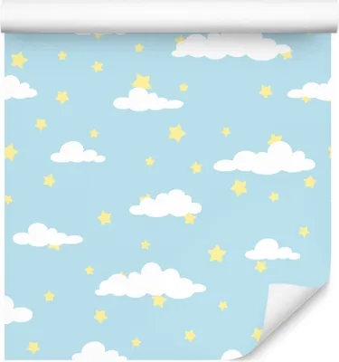 Produktbild von 10m VLIES TAPETE Rolle Kinderzimmer Himmel Wolken Sterne Nacht Natur XXL