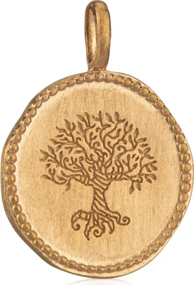Produktbild von Kettenanhänger Lebensbaum matt Ø16mm Vergoldet 18 Karat Amulett Baum des Lebens