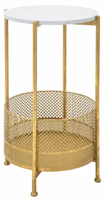 Produktbild von Runder weißer und goldener TABLE BASKET Tisch