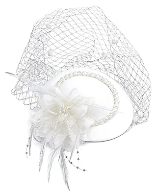 Produktbild von Damen-Fascinator-Hut mit Federn, Netzstoff und Imitationsperlen, Pillbox-Hut, kleiner Zylinder, Haaraccessoire für Alltag und Party
