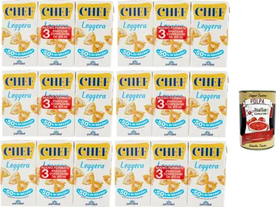 Produktbild von Parmalat Panna chef Leggera Sahne Kochcreme creme light Licht, double cream light 6x (3x 125 ml) + Italian Gourmet polpa 400g