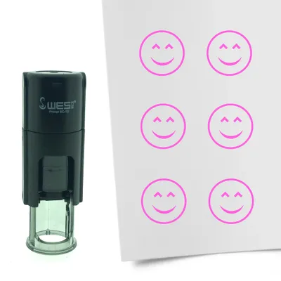 Produktbild von CombiCraft Selbstfärbender Stempel 'Lachender Smiley' in der Farbe Pink, Ø10mm
