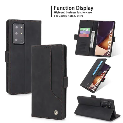 Obrázek produktu pro RetroPolyuretankožené pouzdro pro Samsung Galaxy Note 20 Ultra 5G peněženkový design pouzdro s držákem na karty a stojánkem černé