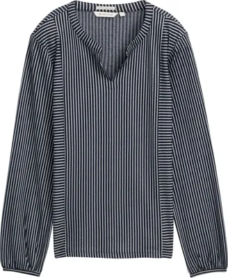 Produktbild von Langärmlige Bluse mit V-Ausschnitt und feinen Streifen | S